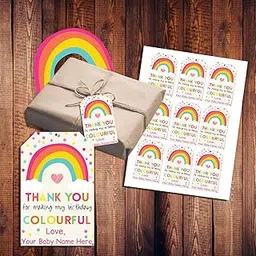 Prakruthi Pulp Art Personalized Rainbow theme Paper Gift Tags with Hanging Rope for Gifts, Pack of 50-picture-44