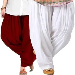 Women Cotton Patiala Salwar(Free Size,Multicolored Pack Of 2) (Free Size, Maroon-White)-picture-10