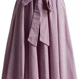mrugneni Gingham Front Tie Knee Length Skirt - 25 inches-picture-35