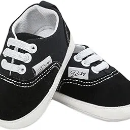 Baby Kids Crib Shoes Casual Canvas Soft Sole Prewalker Shoes M Black|Clothing Shoes & Accessories | Baby & Toddler Clothing | Baby Shoes-image-1
