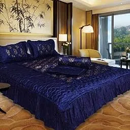 Ganakshi Satin Hathi Printed Soft Silk Blue King Size Wedding Bedding [1 Double Bed Bedsheet || 2 Pillow Covers || 1 Double Bed AC Comforter] - Set of 4 pcs-picture-11