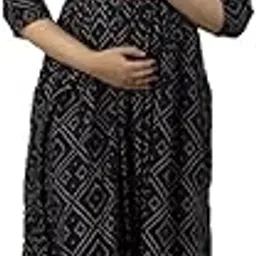Women's Maternity Dress Pregnancy Casual Long Sleeve Dual Zip for Feeding Nursing Maternity Comfort Dress Kurti-image-58
