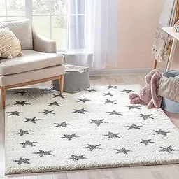 SR 2x5 Grey Star White Living Room Carpets for Home and Office | Soft and Shaggy Bedroom Carpets | Rugs and Runners Available in Various Designs-image-73