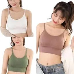 jiqop Women Cotton Padded Bra Combo Pack of 3 pcs. (Free Size Bra Fit Up to 28,30, 32, 34) Pack of 3-picture-45