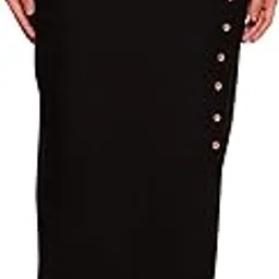 globus Women Mid-Rise Side Slit Button Detailing Maxi Pencil Skirt-picture-25