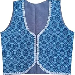 Sleeveless Cotton Printed Jacket with White Lace, for Party, Festival, Dandiya Night-picture-55