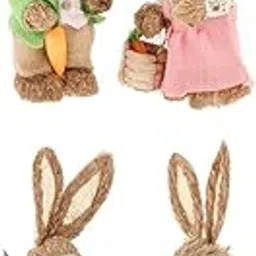 MERISHOPP®4pcs Easter Straw Bunny 35cm Animal Party Supplies for Holiday Desktop|Home & Garden|Yard, Garden & Outdoor Living|Garden Décor|Statues & Lawn Ornaments-image-4