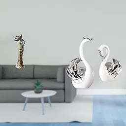 MERISHOPP Vintage Tribal Lady Swan Sculpture Ornament Figurine for Desk Cabinet Bedroom Living Room Table Centerpiece Book Shelf Housewarming Gift-picture-13