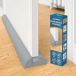Augblinds Door Draft Stopper, 32 Inch Under Draft Guard Noise Blocker, Seal Bottom of Doors 26'' to 32'' Gap Filler up to 1.7'' Front Door Sweep, Machine Washable, Gray-picture-19