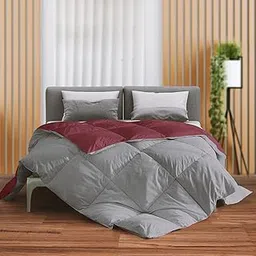 The Sleep Company Reversible Comforter | Wine & Grey | Double Size | 300 TC Cotton | 200 GSM Virgin Microfiber Filling | AC Comforter | All Season Quilted Comforter-picture-17