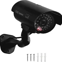JYtrend Fake Camera, Outdoor Indoor Lifelike Red LED Flashing Light Fake Camera CCTV Surveillance System + Warning Sticker (1 Pack, Black)-picture-16