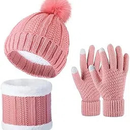 tomorrow fashion Tomorrow Winter Cap, Neck Warmer Scarf with Touch Gloves Set | Beanie Style | 3 Piece Set - Stay Warm and Stylish this Winter-picture-38