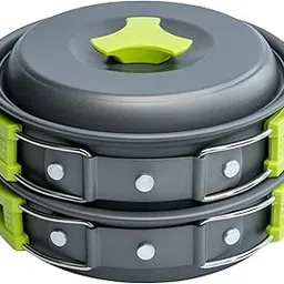 BYRM Camping Cookware Mess Kit Portable Non-Stick Pots, Pans, Bowls, Utensils & Carry Bag Lightweight Outdoor Cooking Set for Hiking, Trekking & Travel (Green, 3 Person)-picture-32