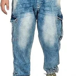 Men Regular and Plus Size Regular Fit Mid Blue Color Blast Denim Jogger Jeans - Style Code KGDJGR-406003-picture-14