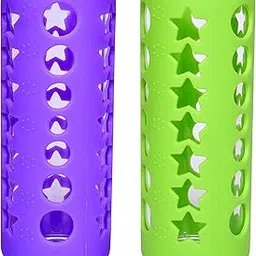 THE LITTLE LOOKERS Baby Feeding Bottle Silicone Warmer Cover/Sleeve Holder/Insulated Protection for Newborns/Infants/Babies (Pack of 2) (Purple & Green, 240ml)-picture-42