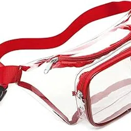 ujeavette Clear Fanny Pack Portable Waist Bag for Sports Games Stadium Events Festival Red-picture-31