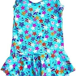 One Piece Girl's Synthetic Digital Printed Swimming Costume in Frock Style.-picture-26
