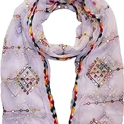 whiteheaven Sequence Mirror Work Multi Colored Embroidered Chiffon Dupatta for Womens & Girls-picture-35