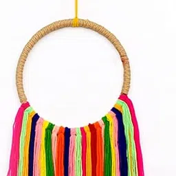 Dream Catcher Hand Made Hippie Bohemian Decore Wall Hanging with Multicolor Woolen Strings and Designer Wooden Ring by Craftonus-image-67