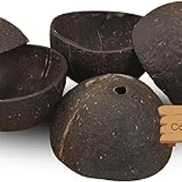 Coco Land Holed Traditional Polished Coconut Shell (Medium Size Pack of 5) (8-10 CM Diameter) 150-200 ml| Decorative Pots,Craft Making | Handicraft,Agricraft-picture-32