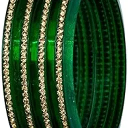 Barrfy Collection's Plastic Stone's Bangles Set (Pack of 4 Bangles)-Green-picture-50