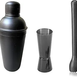 Dynore Stainless Steel 3 Pcs Bartender Set- Full Black Matte Cocktail Shaker- 750 ml, Black Muddler, Black Tall Peg Measure- 30/60 ml- Set of 3 Bar Set-picture-20