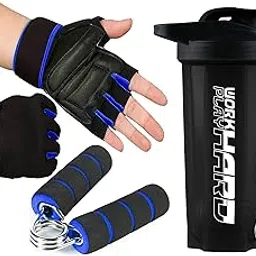 COOL INDIANS Amazing Combo of Gym Shaker,Gym Glove and Mini Gripper for Gym&Fitness Kit|Gym Shaker|Gym Workout Gripper|Workout Gym Gloves with Foam Hand Gripper Support for Men&Women (Blue)-picture-11