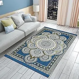Furnishing Hut Premium Collection of Carpet 5X7 | Soft Velvet Rug for Living Room, Hall & Bedroom | Floor Carpet for Home/Dari & Kalin | Reactangular Rugs &Carpet (Aqua)-image-43