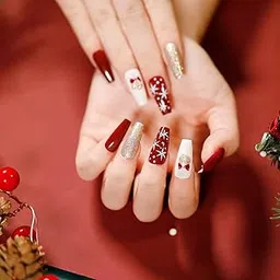 Beauty Tips artificial nails for Christmas. Christmas Themed Press On Nails, Festive Designs SCK005-picture-55