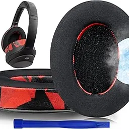 SOULWIT Cooling-Gel Replacement Earpads for Sony WH-1000XM3 (WH1000XM3) Over-Ear Headphones, Ear Pads Cushions with High-Density Noise Isolation Foam, Added Thickness - Red Storm image 1