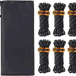 Merishopp 6Pcs Guy Rope Reflective Cord Lines with Runners Tent Outdoor Camping Black Sporting Goods|| Outdoor Sports|| Camping & Hiking|| Tents & Canopies|| Tent & Canopy Accessories-image-98