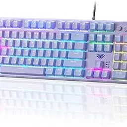 AULA F2088Pro Full Size USB Wired Mechanical Gaming Keyboard with Media Knob | RGB Rainbow Backlit, Removable Upper Cover, 108 Programmable Keys Keyboards for Mac/Windows | Purple, Red Switches-picture-29