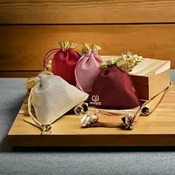 JEWELQUIPO Form Jute Potlis, Bridal Purse Women handbag Shagun Pouch Return Gifts Large Potli Bags for Return Gifts for Wedding| Party |Baby Shower| Dry Fruit Pouches 5x6 Inches (Pink, 50)-picture-14