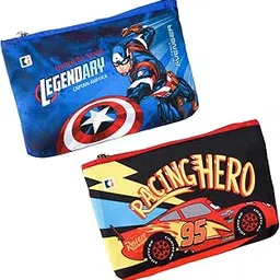Pack of 2 Pencil Pouch | Square Stationary Pouch | Pen-Pencil Box for Kids | School Geometry Pouch | Pencil Utility Bag | Zipper Pencil Organizer | Royal Blue & Red-image-63