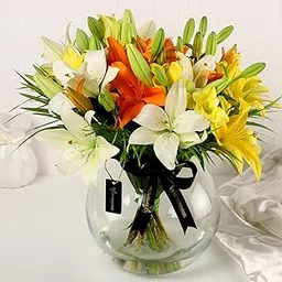 Fnp Fragrant Mix Of Lilies In Fishbowl Vase-picture-51