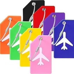 BIRZAR Luggage Tags Metal Travel Bag Tag with Name ID | Suitcase | Baggage | Flight | Essential | Accessories | Handle Wraps | Identification Labels (Pack of 12)-picture-11