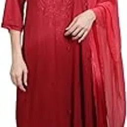 ada fashion Women's Lucknowi Chikankari Hand Embroided Rayon Dyed Kurti,Palazzo And Dupatta 3 Piece Set-picture-31
