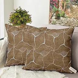 BLUE GRASS HD Foil Velvet Cushion Cover - Set of 2 || Design : Marvel || Brown || Size : 20x20 Inches.-image-14