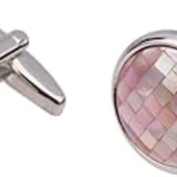 the tie hub Pink MOP Round Cufflinks – Elegant Pearl Inlay, Stylish Business Accessory-picture-32