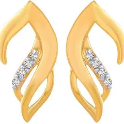 p.c. chandra jewellers 14k (585) Yellow Gold and American Diamond Stud Earrings for Women - 0.89 Gram-picture-26
