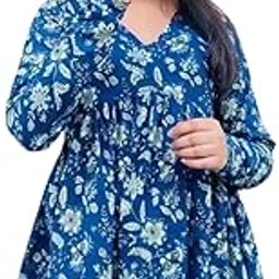 UTSAAHIT Blue Floral Printed TOP for Women & Girls-picture-10