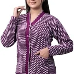guru kirpa Women's Warm Woolen Cardigan Sweater Front Button Closure Full Sleeves Soft Knit Winter Wear Stylish Checkered Design-picture-22