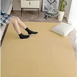 Hometail Faux Fuzzy Fur Anti-Slip Carpet Area Rug Washable Thick Microfiber High-Density Fur Non-Shedding Rug Large Size Carpet Floor Mat for Balcony Bedroom (Gold (01), 3x5 Feet) image 1