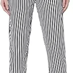 Women's Black Striped Lounge Pants/Pyjama Pants-image-11