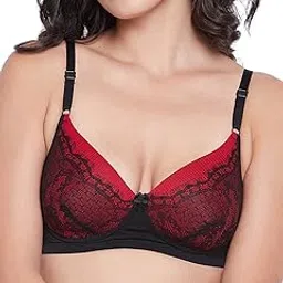 clovia Women's Padded Non-Wired Full Cup Bra - Lace in Black-picture-27