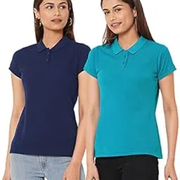 wear your opinion Womens Polo Collar Neck T-Shirt Top(Pack of 2)-picture-31