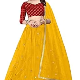 bhakti nandan creation Women's semi stitched Net Lehenga Choli and Dupatta set (Embroidered)-picture-46
