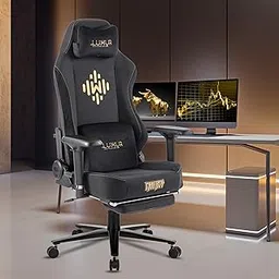 Dr Luxur® Weavemonster Ergonomic Gaming Chair for Office Work at Home with Breathable Honeycombed Fabric, Magnetic Neck & Adjustable Lumbar Pillow, Footrest, 4-D Armrest with Recliner (Fantasy Black)-image-41