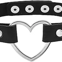 yellow chimes Choker Necklace for Women Black Color Adjustable PU Leather Choker Necklace for Women and Girls image 1