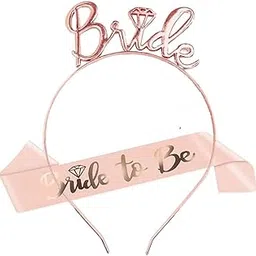 Women’s Bride to Be Crown Tiara and Bride to Be Sash Crystal Rhinestone Tiara Headband for Wedding Bridal Shower (Rose Gold)-image-89